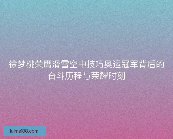 徐梦桃荣膺滑雪空中技巧奥运冠军背后的奋斗历程与荣耀时刻