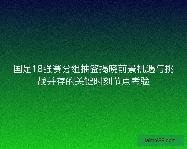 国足18强赛分组抽签揭晓前景机遇与挑战并存的关键时刻节点考验